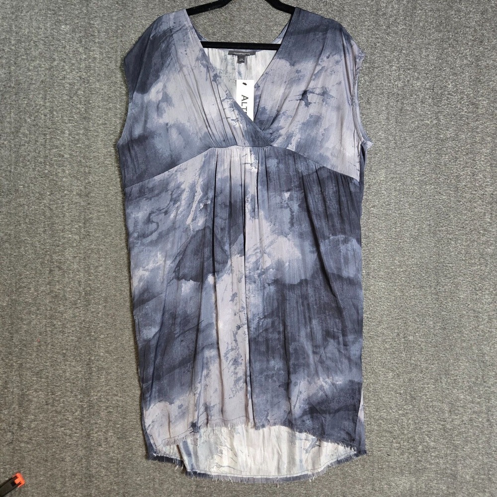 NWT Grade & Gather Blue Gray Splatter Mini‎ Dress S/M - Picture 2 of 9